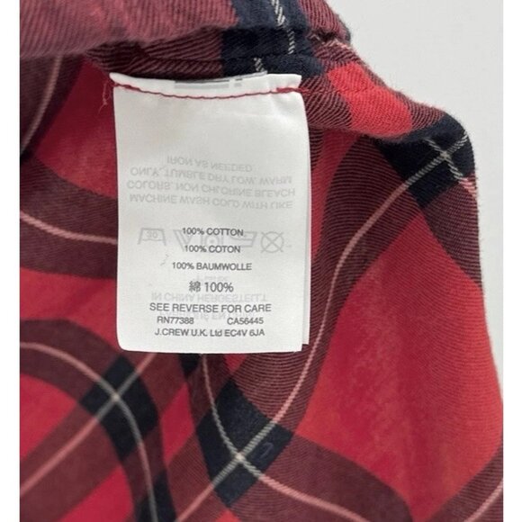 Madewell Red Button Front Collared Plaid Cap Sleeve Blouse Sz Sm, Preppy Boho - Picture 5 of 9